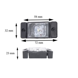 LED Positionsleuchte Begrenzungsleuchte 12/24V  weiß L/B/H 72 x 32 x 23  Lachabstand 58mm M5