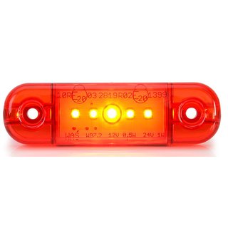Positionslleuchte rot LED 12/24V  LBH  83,8 / 24,2 / 10,4   Lochabstand  61mm